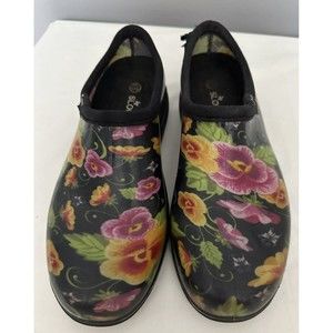Sloggers Floral Rubber Clogs Mules Slip On Shoes Women's Size 10 MADE IN USA